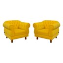 Ver imagem 1 de Duas Poltronas Elisabeth Chesterfield Capitone Suede Amarelo / Decoração, Sala, Tv, Estar, Recepção