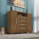 Ver imagem 2 de Cômoda Rack para Quarto 2 Portas e 4 Gavetas Lolla Malbec - Pallazio