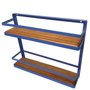 Prateleira Porta Condimentos e Temperos de Parede 2 Andares:Azul