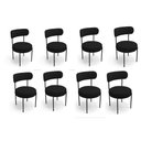 Ver imagem 2 de Mesa Jantar Vidro 200cm Off Kit 8 Cadeiras Aço Preto Boucle H02 - D'Rossi