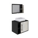 Ver imagem 3 de Conjunto para Banheiro Gabinete com Cuba Quadrada Q32 e Espelheira Laura 600 Yescasa Preto/Ônix/Snow