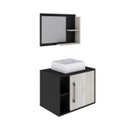 Ver imagem 3 de Conjunto para Banheiro Gabinete com Cuba Quadrada Q32 e Espelheira Laura 600 Yescasa Preto/Ônix/Snow
