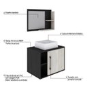 Ver imagem 4 de Conjunto para Banheiro Gabinete com Cuba Quadrada Q32 e Espelheira Laura 600 Yescasa Preto/Ônix/Snow