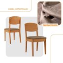 Ver imagem 2 de Conjunto com 4 Cadeiras para Sala de Jantar Copper MDF Veludo Capuccino Naturalle Moderna
