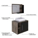 Ver imagem 4 de Conjunto para Banheiro Gabinete com Cuba Quadrada Q32 e Espelheira Laura 600 Yescasa Marrom/Carvalho Dark/Preto Ônix