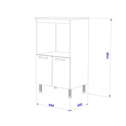 Balcão De Cozinha Modulado para Forno e Microondas Fidelitá Verona 65cm 2 Portas  - 4