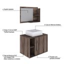 Ver imagem 4 de Conjunto para Banheiro Gabinete com Cuba Quadrada Q32 e Espelheira Laura 600 Yescasa Marrom/Nogal