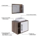 Ver imagem 4 de Conjunto para Banheiro Gabinete com Cuba Quadrada Q32 e Espelheira Laura 600 Yescasa Marrom/Nogal/Br