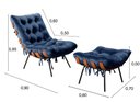 Ver imagem 5 de Poltrona Costela com Puff Cor:Veludo Azul 210