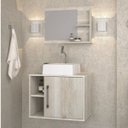 Ver imagem 2 de Conjunto para Banheiro Gabinete com Cuba Quadrada Q32 e Espelheira Laura 600 Yescasa Branco/Snow