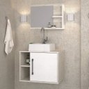 Ver imagem 2 de Conjunto para Banheiro Gabinete com Cuba Quadrada Q32 e Espelheira Laura 600 Yescasa Branco/Snow/Che