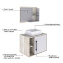 Ver imagem 4 de Conjunto para Banheiro Gabinete com Cuba Quadrada Q32 e Espelheira Laura 600 Yescasa Branco/Snow/Che