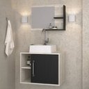 Ver imagem 2 de Conjunto para Banheiro Gabinete com Cuba Quadrada Q32 e Espelheira Laura 600 Yescasa Branco/Snow/Pre