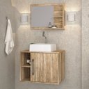 Ver imagem 2 de Conjunto para Banheiro Gabinete com Cuba Quadrada Q32 e Espelheira Laura 600 Yescasa Marrom/Carvalho