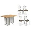 Ver imagem 1 de Conjunto: Mesa de Cozinha Duina C/ Tampo de Madeira 136cm e 4 Cadeiras Noruega Niquel/freijo -