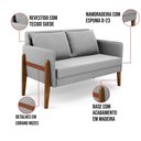Ver imagem 6 de Namoradeira 2 Lugares Lana Suede Cinza Base de Madeira - D’Rossi