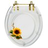 Assento Sanitário Poliester Decorada Convencional Transparente Girassol com Ferragem Dourada - 1