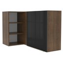 Ver imagem 1 de Armário Aéreo de Canto com Adega Acoplada Madesa Lux 1 Porta Rustic/Preto Cor:Rustic/Preto