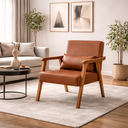 Ver imagem 1 de Poltrona Aurora C/ Almofada Corino Pés de Madeira Resistente:terra Cota