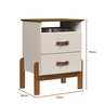 Mesa de Cabeceira Cama Quarto Mini Cômoda Gaveteiro com Puxador em Couro Sonetto - Offwhite/freijó - 7