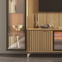 Ver imagem 6 de Estante para TV Home Theater 75" 100% MDF 254cm 3 Portas 2 Cristaleiras Vidro Reflecta LED Carvalho