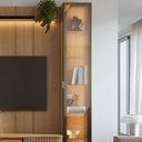 Ver mais imagens de Estante para TV Home Theater 75" 100% MDF 254cm 3 Portas 2 Cristaleiras Vidro Reflecta LED Carvalho
