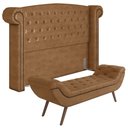 Ver imagem 1 de Cabeceira Cama Box Queen 160cm Provença e Recamier Veneto P02 Sintético Caramelo - Mpozenato