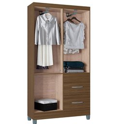 Roupeiro Solteiro 4 Portas 837 Castanha Poqq Castanha - 8