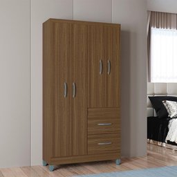 Roupeiro Solteiro 4 Portas 837 Castanha Poqq Castanha - 6