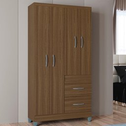 Roupeiro Solteiro 4 Portas 837 Castanha Poqq Castanha - 4