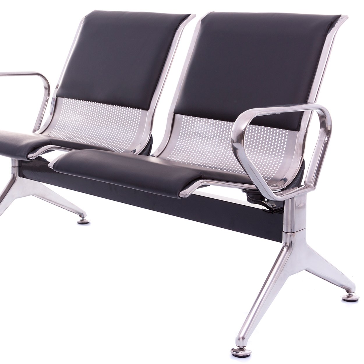 Cadeira Longarina Aço Inox com Estofado 2 Lugares D702 - 3