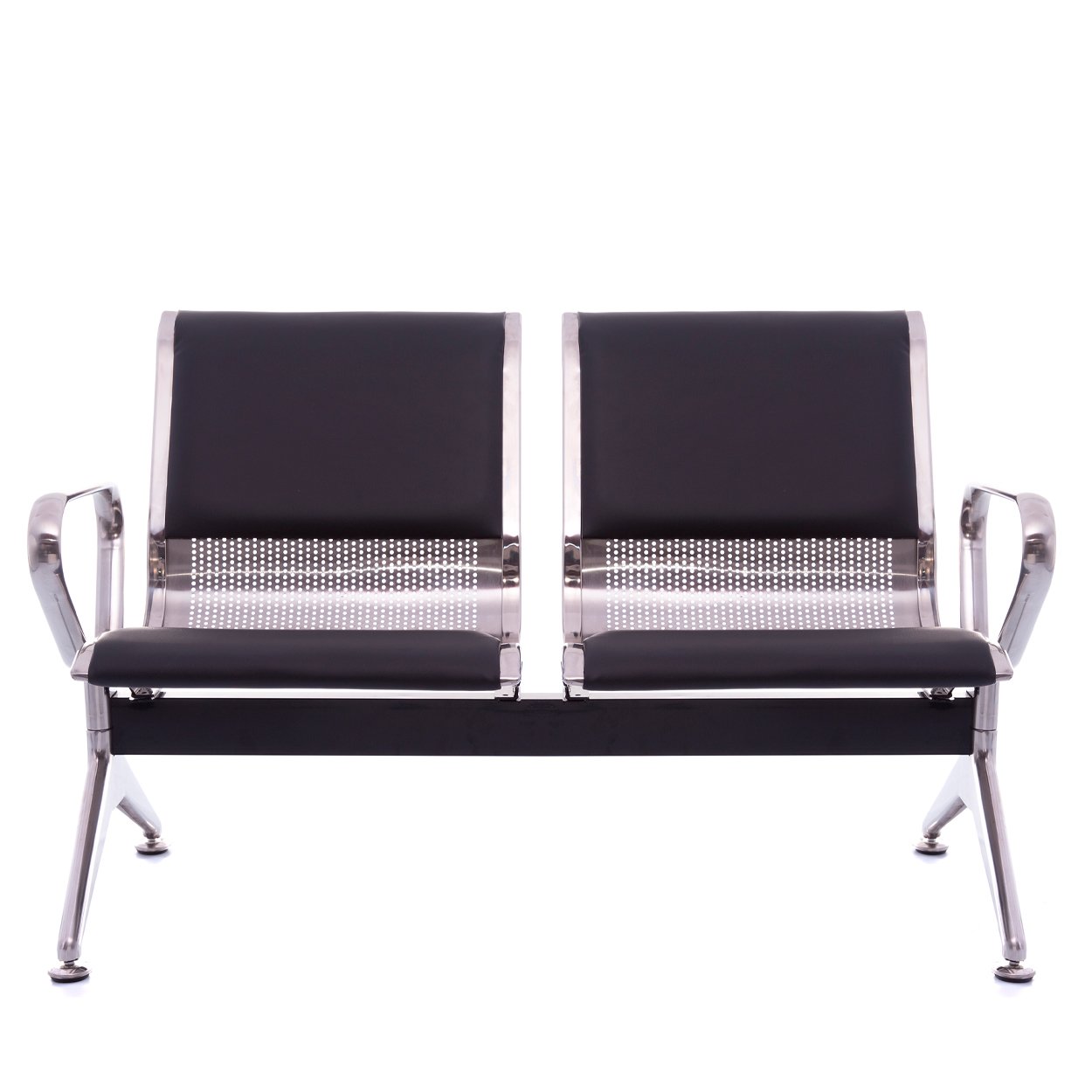 Cadeira Longarina Aço Inox com Estofado 2 Lugares D702 - 2