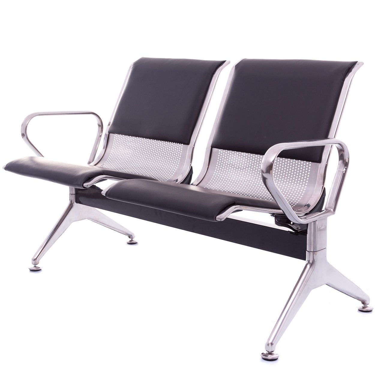Cadeira Longarina Aço Inox com Estofado 2 Lugares D702 - 1