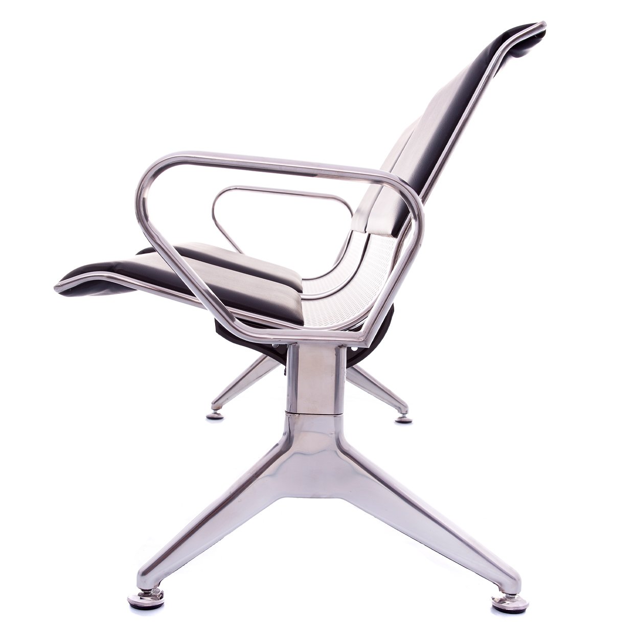 Cadeira Longarina Aço Inox com Estofado 2 Lugares D702 - 4