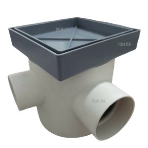 Ralo Invisível 10x10 Cinza Banheiro modelo Porcelanato Colar Piso com Caixa Sifonada - Ficone Reis