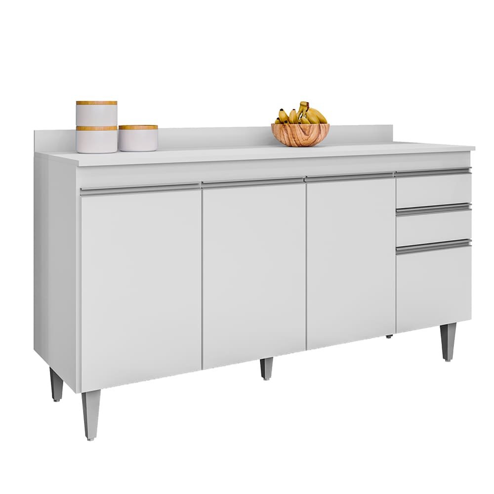 Balcão Cozinha Branco 150cm S/ Tampo - Vallisa Decor - 1