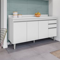 Balcão Cozinha Branco 150cm S/ Tampo - Vallisa Decor - 3
