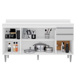 Balcão Cozinha Branco 150cm S/ Tampo - Vallisa Decor - 2