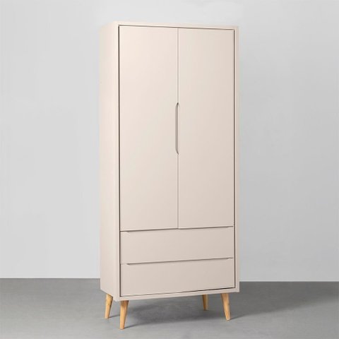 Guarda-Roupa Theo 2 Portas com Pés Retrô Natural - Areia Abra Casa