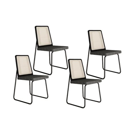 Cadeira de Cozinha Wood 1751 Kit 4 Uni Preto/linho Grafite - Carraro