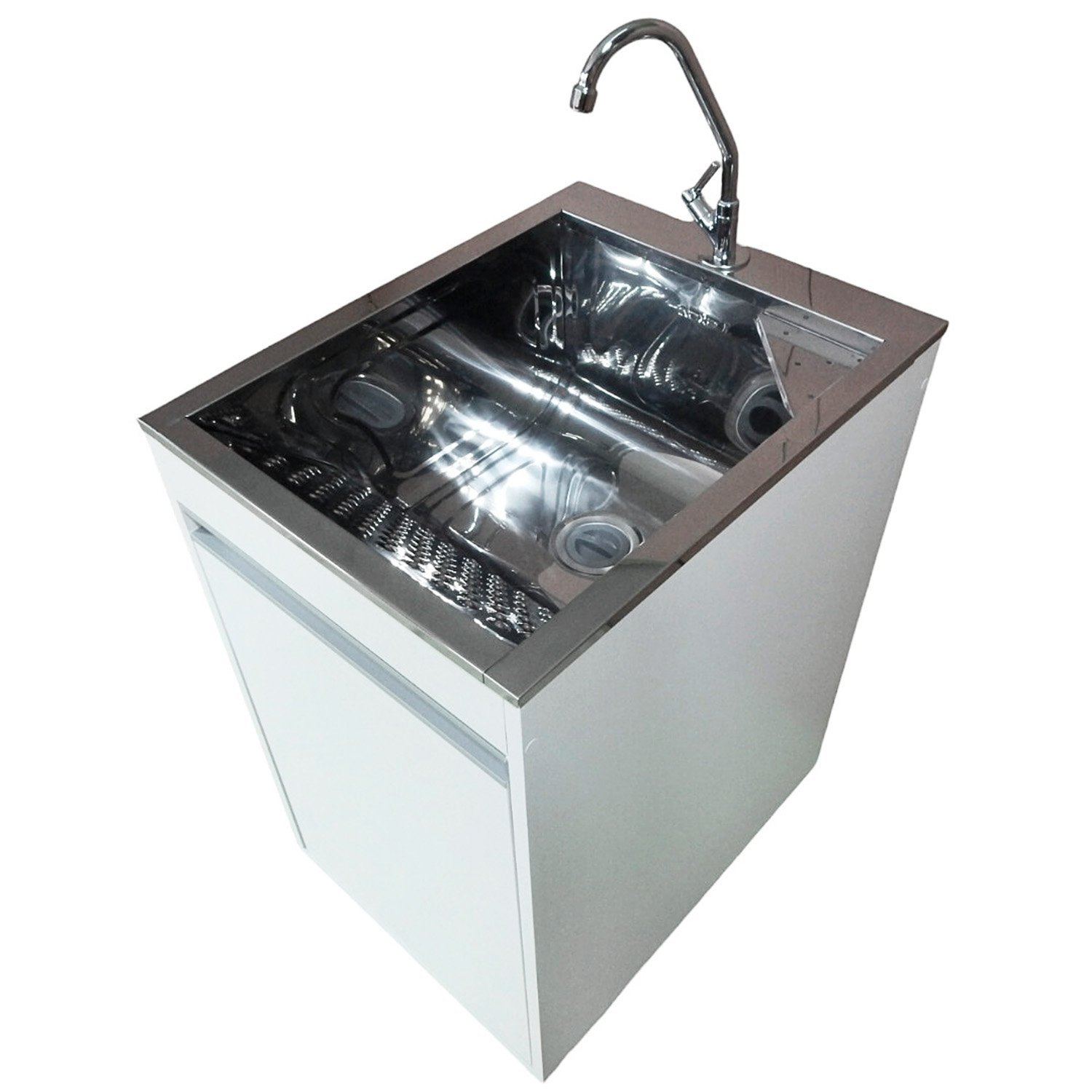 Tanque de Inox 30l com Torneira de Bancada Gabinete Mdf 44cm - 6