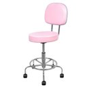 Ver imagem 1 de Cadeira Mocho Cromada Rosa Bebe Apoio para Os Pes e Encosto Estetica Regulagem de Altura a Gas Popmo