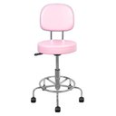 Ver imagem 2 de Cadeira Mocho Cromada Rosa Bebe Apoio para Os Pes e Encosto Estetica Regulagem de Altura a Gas Popmo