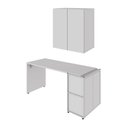Ver imagem 6 de Mesa Escrivaninha F5 Office sem Gavetas MDP 150cm Cinza com Balcão e Armário Aéreo F5 Office
