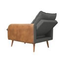 Ver imagem 3 de Poltrona do Papai Reclinável 5 Posições Linho Grafite com Corino Nozes