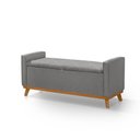 Ver imagem 4 de Banco Recamier Baú para Quarto Casal 150cm Linho com Base de Madeira Sofatec