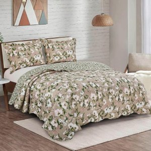 Colcha Cobre Leito King Roupa de Cama Dupla Face Kit 3 - Verna