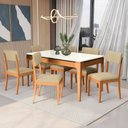 Ver imagem 1 de Conjunto Sala de Jantar Madeira Maciça 6 Cadeiras Kappesberg Off White Boucle Bege