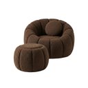 Ver imagem 3 de Kit Poltrona Decorativa Concha c/Almofada e Puff Boucle Marrom Abobora - Montanaris Decor
