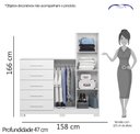 Ver imagem 7 de Cômoda 5 Gavetas 2 Portas com Espelho New Master Branco - Albatroz